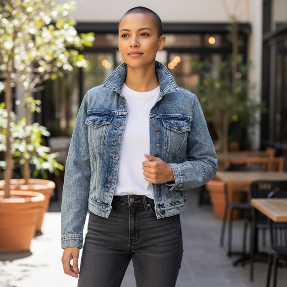 Free People Jacket Womens Size S Indigo Blue Rumors Denim Distressed Cropped New - Picture 2 of 11